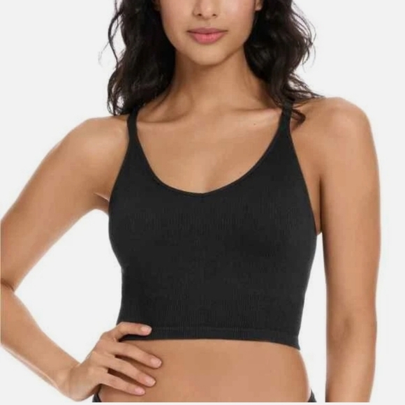 Lemon Ribbed Yoga Bra Pack Of 2 in Light Gray & Black Size Xs - Picture 2 of 5